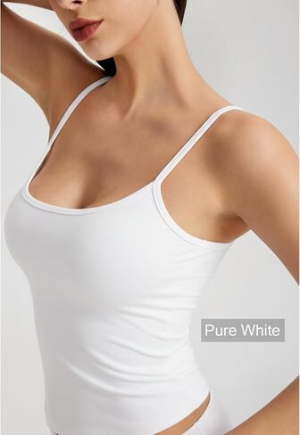 Women's Braless Tank Top Fitted Spaghetti Strap Cami for Going Out Workouts Y2K Cute Basic Top in Kuwait