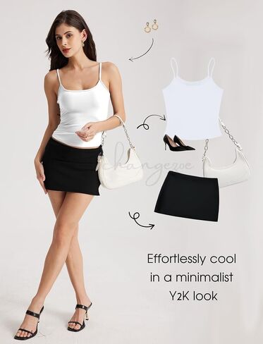 Women's Braless Tank Top Fitted Spaghetti Strap Cami for Going Out Workouts Y2K Cute Basic Top in Kuwait