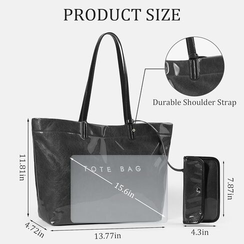 Lushandy PVC حمل حقيبة للنساء كرافت ورقة رسائل طباعة حمل الحقائب البلاستيكية واضحة الكتف محفظة المتشرد حقيبة يد مع الحقيبة in Kuwait