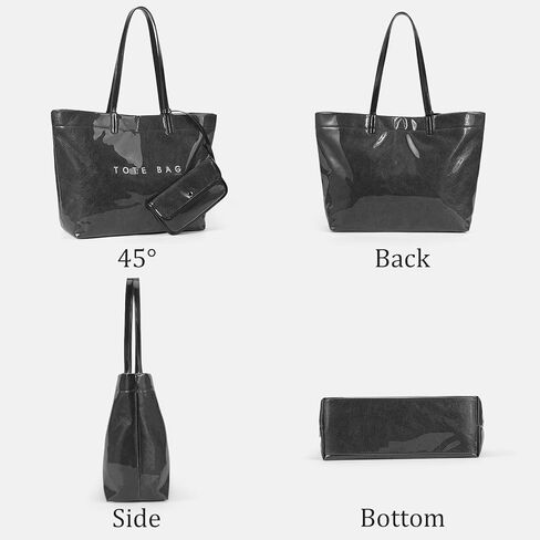 Lushandy PVC حمل حقيبة للنساء كرافت ورقة رسائل طباعة حمل الحقائب البلاستيكية واضحة الكتف محفظة المتشرد حقيبة يد مع الحقيبة in Kuwait