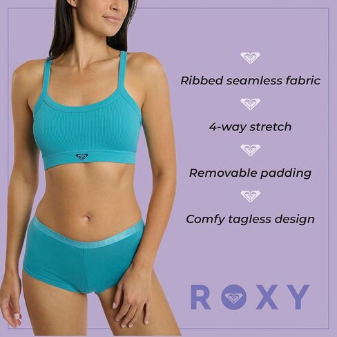 Roxy Women's Seamless Bras Ribbed Lounge Wirefree Bralette Set, 3-Pack in Saudi Arabia
