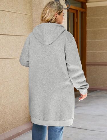 Women's Plus Size Long Hoodie Winter Warm Fleece Jacket Casual Zip up Soft Sherpa Sweatshirt with Pockets in Kuwait