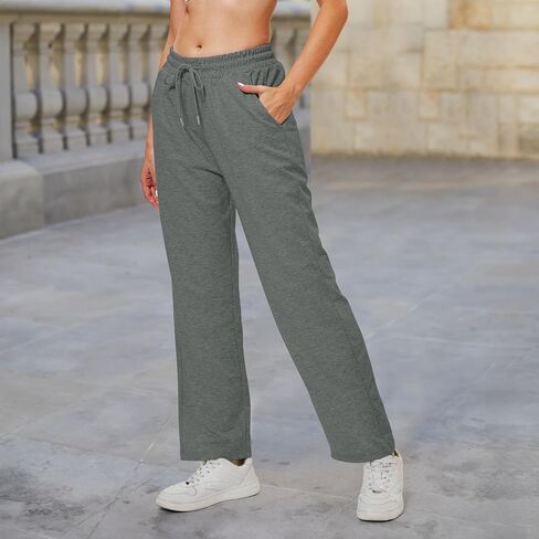 Women's High Waist Lounge Pants Wide Leg Yoga Sweatpants Loose Casual Pockets Drawstring Workout Joggers Pants in Saudi Arabia