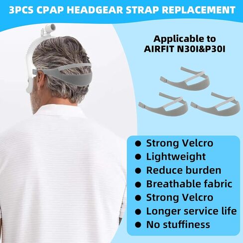 1 Pack Headgear Replacement Compatible with Airfit N30i/P30i, Adjustable CPAP Headgear, CPAP Mask Strap for N30i and P30i CPAP Nasal Mask Replace Part, CPAP Accessories Supplies in Kuwait
