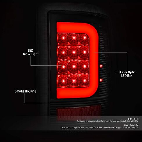DNA MOTORING TL-DRAM09-LED-RD3D-BK-SM-G2 LED ثلاثي الأبعاد للسائق وجانب الركاب [متوافق مع 09-17 دودج رام 1500 2500 3500] in Kuwait