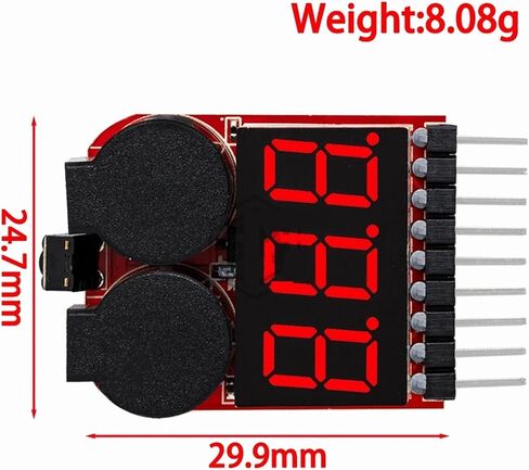 F00872 Lipo Battery Voltage Tester Volt Meter Indicator Checker Dual Speaker 1S-8S Low Voltage Buzzer Alarm 2in1 2S 3S 4S 8S in Saudi Arabia