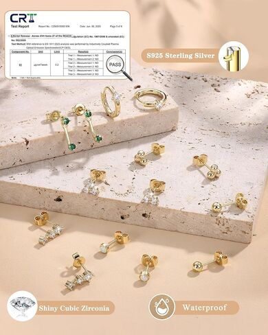 LOYALLOOK 925 Sterling Silver Earrings for Women Hypoallergenic 14K Gold Plated Stud Hoop Earring Stacks for Sensitive Ears Opal CZ Cartilage Stud Huggie Earring Sets for Multiple Piercing in Saudi Arabia