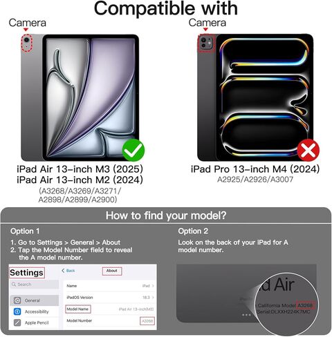 حافظة JETech شفافة لجهاز iPad Pro 13 بوصة M4 (2024)، غطاء خلفي نحيف للكمبيوتر اللوحي شفاف مقاوم للصدمات ومضاد للأصفر مع ظهر صلب من البولي كربونات وممتص للصدمات ناعم من مادة TPU in Kuwait