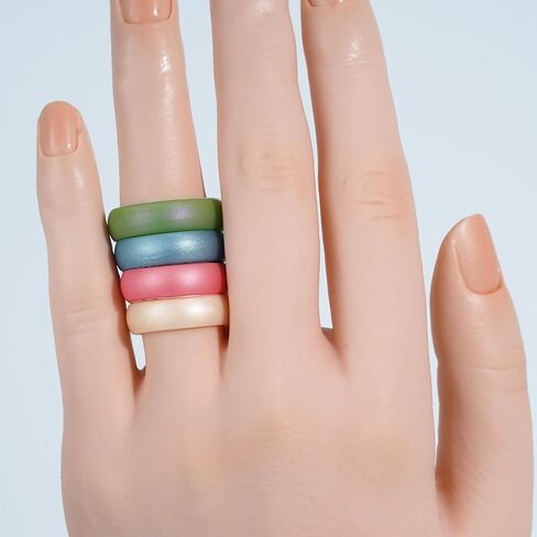 4 Packs Silicone Rings for Women, 5.5 mm Metallic Rubber Wedding Bands Stackable Ring in Saudi Arabia