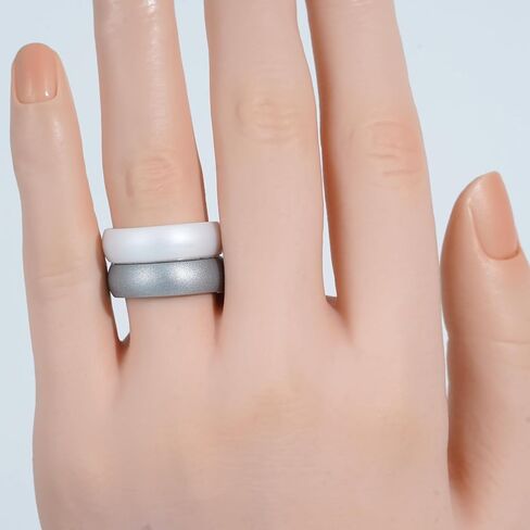 4 Packs Silicone Rings for Women, 5.5 mm Metallic Rubber Wedding Bands Stackable Ring in Saudi Arabia