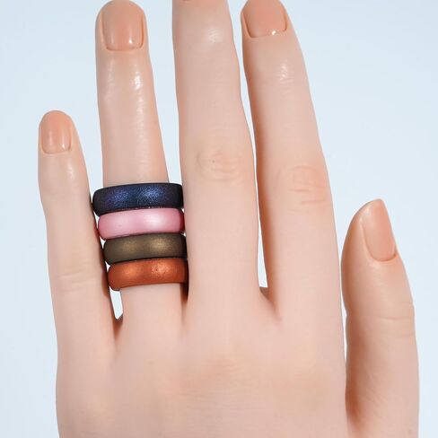 4 Packs Silicone Rings for Women, 5.5 mm Metallic Rubber Wedding Bands Stackable Ring in Saudi Arabia