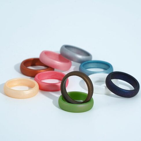 4 Packs Silicone Rings for Women, 5.5 mm Metallic Rubber Wedding Bands Stackable Ring in Saudi Arabia