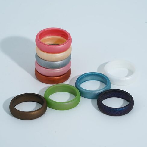 4 Packs Silicone Rings for Women, 5.5 mm Metallic Rubber Wedding Bands Stackable Ring in Saudi Arabia