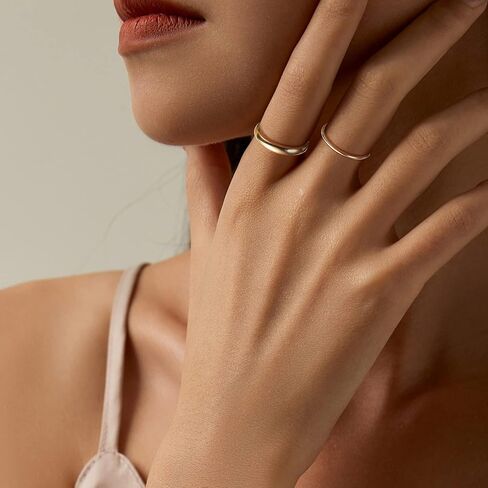 14K Gold Stacking Rings for Women Stackable Thin Gold Ring Plain Pinky Thumb Midi Statement Band Ring Comfort Fit 4Pcs 1mm 2mm 3mm 5mm in Saudi Arabia