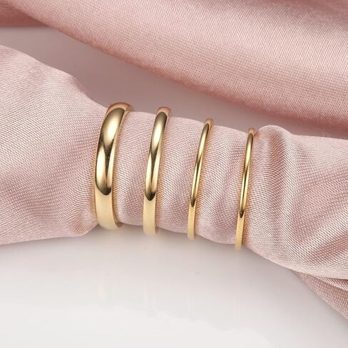 14K Gold Stacking Rings for Women Stackable Thin Gold Ring Plain Pinky Thumb Midi Statement Band Ring Comfort Fit 4Pcs 1mm 2mm 3mm 5mm in Saudi Arabia
