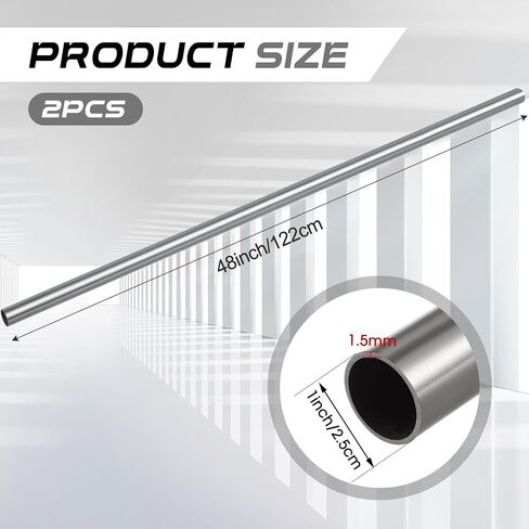 2 pcs 1" OD Stainless Steel Tubing 304 Stainless Steel Tube 16 Gauge 24 Inch Length, Round Metal Tube Industrial Metal Tubing for Home Furnishing, Machinery in Kuwait
