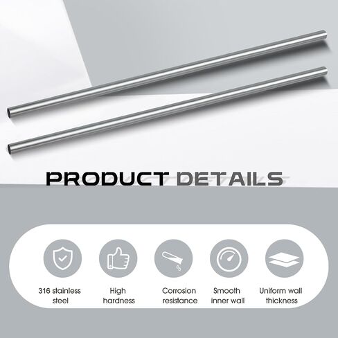 2 pcs 1" OD Stainless Steel Tubing 304 Stainless Steel Tube 16 Gauge 24 Inch Length, Round Metal Tube Industrial Metal Tubing for Home Furnishing, Machinery in Kuwait