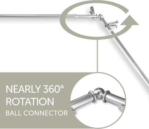 Rod Desyne 13/16" Nathan Bay Window Double Curtain Rod, 20-36", 38-72", Black in Kuwait