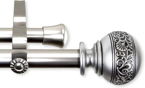 Rod Desyne 13/16" Nathan Bay Window Double Curtain Rod, 20-36", 38-72", Black in Kuwait