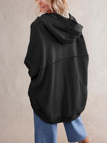Women' s Drop Shoulder Sweatshirt Jacket Oversized Hoody Long Cardigan Coat Active Loose Casual Outwear in Saudi Arabia