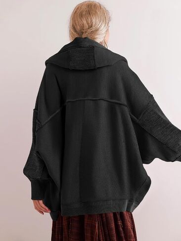 Women' s Drop Shoulder Sweatshirt Jacket Oversized Hoody Long Cardigan Coat Active Loose Casual Outwear in Saudi Arabia