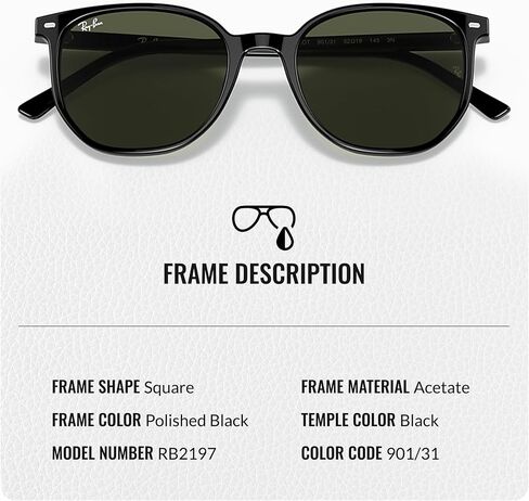 Ray-Ban RB2197 ELLIOT Square Shaped Sunglasses for Men & Women with Official RAYBAN Eyewear Kit in Saudi Arabia