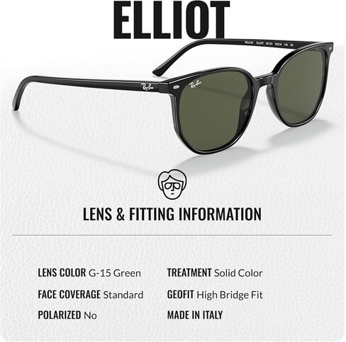 Ray-Ban RB2197 ELLIOT Square Shaped Sunglasses for Men & Women with Official RAYBAN Eyewear Kit in Saudi Arabia