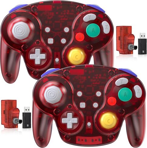 2 حزمة من وحدات التحكم عبر الإنترنت NGC Switch اللاسلكية 2.4 جيجا هرتز، جهاز استقبال GameCube وUSB، متوافق مع GameCube/Switch، Windows PC iOS Mac Raspberry Pi Steam (قابل لإعادة الشحن) (التوصيل والتشغيل) (الاهتزاز) أسود in Kuwait