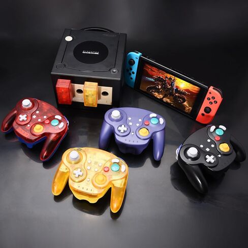 2 حزمة من وحدات التحكم عبر الإنترنت NGC Switch اللاسلكية 2.4 جيجا هرتز، جهاز استقبال GameCube وUSB، متوافق مع GameCube/Switch، Windows PC iOS Mac Raspberry Pi Steam (قابل لإعادة الشحن) (التوصيل والتشغيل) (الاهتزاز) أسود in Kuwait