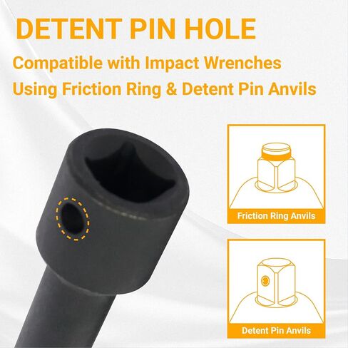 Lug Nut Socket Set, 5pc 1/2" Drive Impact Flip Socket Set with Metric 17 19 21 22 mm & SAE 3/4 13/16 7/8 15/16 in. Sockets, Double Ended Thin Wall Nut Sockets with 3" Extension Bar in Kuwait