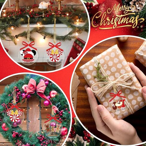 Clear Acrylic Ornaments - 12pcs Round Christmas Tree Decorations with Mouse Design Craft Ornaments for Party Hanging in Kuwait