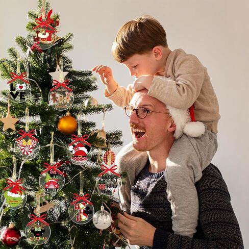 Clear Acrylic Ornaments - 12pcs Round Christmas Tree Decorations with Mouse Design Craft Ornaments for Party Hanging in Kuwait