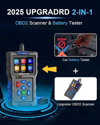جهاز اختبار بطارية الماسح الضوئي OBD2 2 في 1، قارئ رموز محرك فحص المركبات الاحترافي مع أداة تشخيص جاهزية إعادة الضبط وI/M، بيانات حية، أداة مسح تشخيصي للسيارة OBDII لجميع المركبات بعد عام 1996 in Kuwait