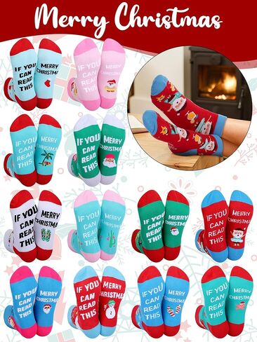 12 Pairs Funny Christmas Ankle Socks for Women Men Novelty Xmas Holiday Low Cut Tab Socks Merry Christmas Gifts for Adults in Saudi Arabia