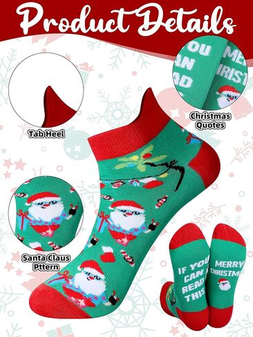 12 Pairs Funny Christmas Ankle Socks for Women Men Novelty Xmas Holiday Low Cut Tab Socks Merry Christmas Gifts for Adults in Saudi Arabia