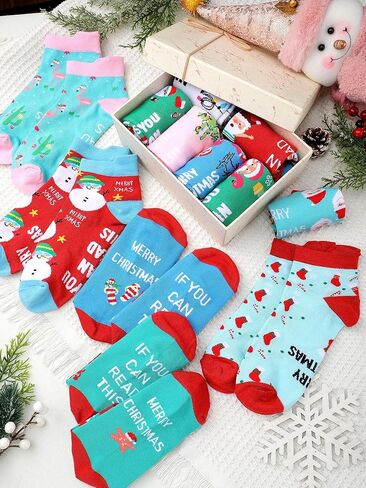 12 Pairs Funny Christmas Ankle Socks for Women Men Novelty Xmas Holiday Low Cut Tab Socks Merry Christmas Gifts for Adults in Saudi Arabia