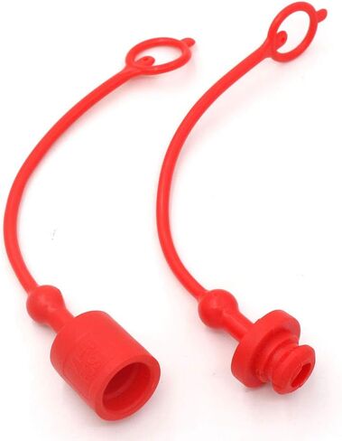 Hydraulic Coupler Dust Cap Plug Set 3/8 ISO-B 5675 AG,CEKER Hydraulic Dust Covers Male Female Quick Connects Fittings,Red Cap with Retention Ring Keeps Cap Attached to Hose 2Set in Kuwait
