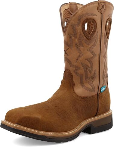 Twisted X Men's 12" Western Work Boot, Square Toe Composite Toe, Dark Brown & Tan, 11 D in Saudi Arabia