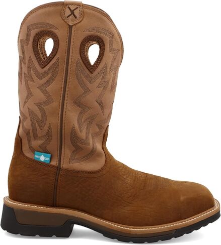 Twisted X Men's 12" Western Work Boot, Square Toe Composite Toe, Dark Brown & Tan, 11 D in Saudi Arabia