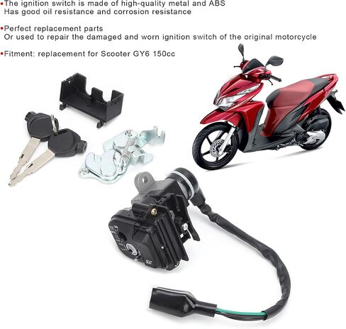 Ignition Lock Cylinder, Ignition Switch with Key Metal ABS with Installation Accessories Ignition Switch Assembly for Scooter GY6 150 in Saudi Arabia