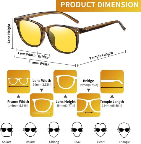 Night Vision Driving Glasses Polarized Anti-glare, HD Yellow Tinted Glasses for Women Men in Saudi Arabia