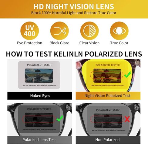 Night Vision Driving Glasses Polarized Anti-glare, HD Yellow Tinted Glasses for Women Men in Saudi Arabia