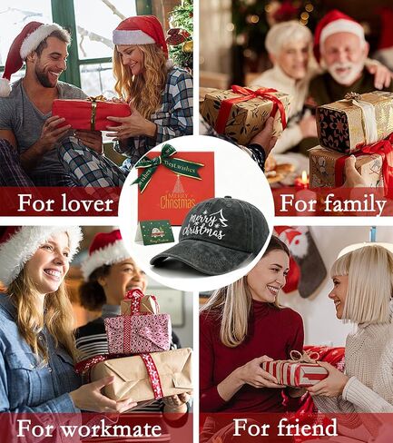 Merry Christmas Baseball Cap with Gift Box, for Women Men, Adjustable Embroidered Red Xmas Hat in Saudi Arabia