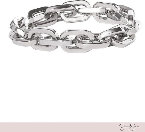 Jessica Simpson Jewelry Silver-Tone Statement Link Bracelet for Women 7", Modern Chunky Bracelets for Women in Saudi Arabia