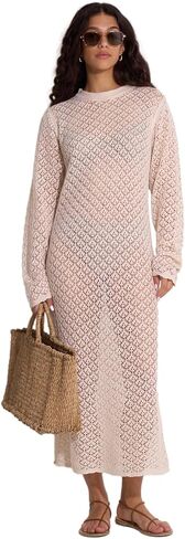 Gottex Women's Beach Life Isabel Cover-Up Dress One-Size Fits Most, Shell-Like Crochet Pattern, High Neck, Long Sleeves in Saudi Arabia