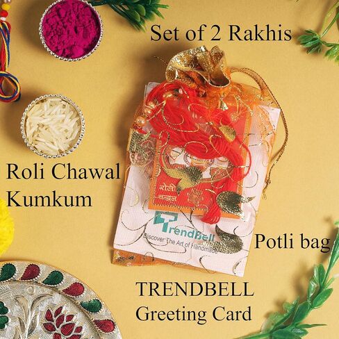Set of 2 Rakhi for Small Brothers Designer Rakhi Rakhi for Sister, Rakhi for Little Brother Bhai | Raksha Bandhan Elephant Rakhi for Brother with Greeting card and Roli Chawal (Design2) in Saudi Arabia