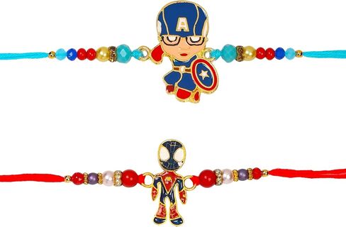 Set of 2 Rakhi for Small Brothers Designer Rakhi Rakhi for Sister, Rakhi for Little Brother Bhai | Raksha Bandhan Elephant Rakhi for Brother with Greeting card and Roli Chawal (Design2) in Saudi Arabia