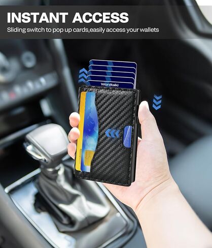محفظة للرجال، حامل بطاقات محفظة رفيع للغاية للرجال، محفظة ذكية تحجب RFID مع مشبك نقود ونافذة لبطاقة الهوية، جيب أمامي، محفظة معدنية مدمجة ثنائية الطي، محفظة من الألومنيوم لبطاقات الائتمان in Saudi Arabia