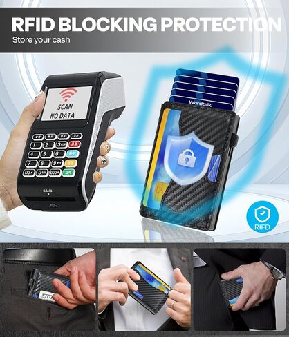 محفظة للرجال، حامل بطاقات محفظة رفيع للغاية للرجال، محفظة ذكية تحجب RFID مع مشبك نقود ونافذة لبطاقة الهوية، جيب أمامي، محفظة معدنية مدمجة ثنائية الطي، محفظة من الألومنيوم لبطاقات الائتمان in Saudi Arabia