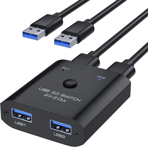 USB Switch 2 in 2 Out, USB Switcher 2 Computers Sharing Keyboard Mouse Printer Scanner, USB3.0 5Gbps Switcher, Keyboard Mouse Switch, 2 Port USB-A Switch Selector, Printer Splitter for Two Computers in Saudi Arabia